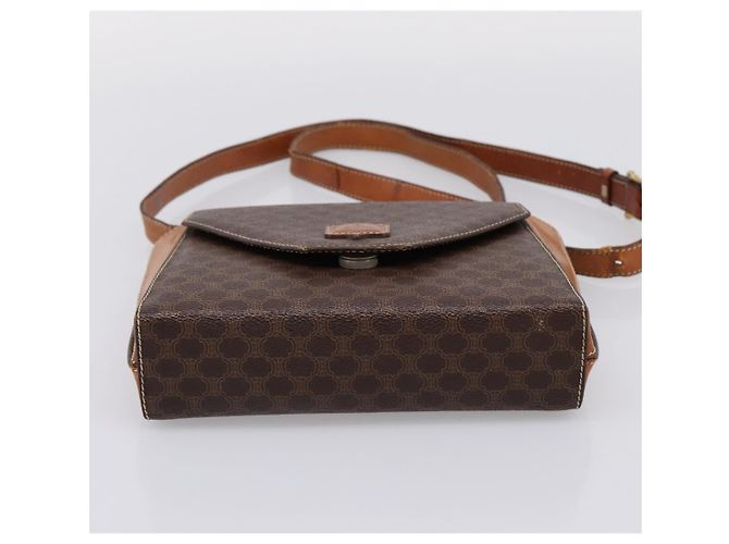 Céline Bolsa de Ombro CELINE Macadam Canvas PVC Leather Brown Gold Auth ep16182 Marrom Dourado - vista 5