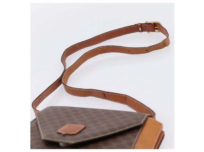 Céline Bolsa de Ombro CELINE Macadam Canvas PVC Leather Brown Gold Auth ep16182 Marrom Dourado - vista 9