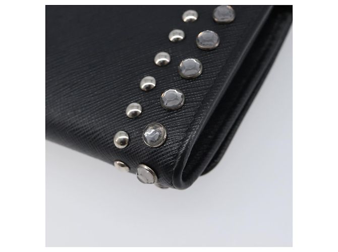 Saffiano Portafoglio a spalla PRADA pelle Safiano Black Silver Auth 206147V Nero Argento - vista 18
