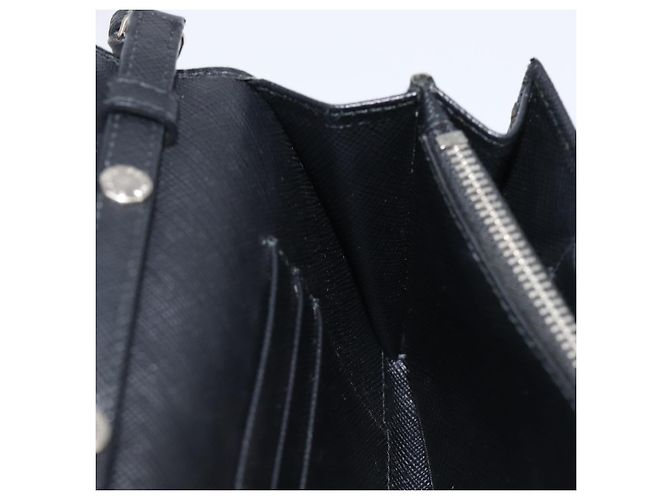 Saffiano Portafoglio a spalla PRADA pelle Safiano Black Silver Auth 206147V Nero Argento - vista 24