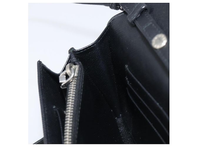 Saffiano Portafoglio a spalla PRADA pelle Safiano Black Silver Auth 206147V Nero Argento - vista 25