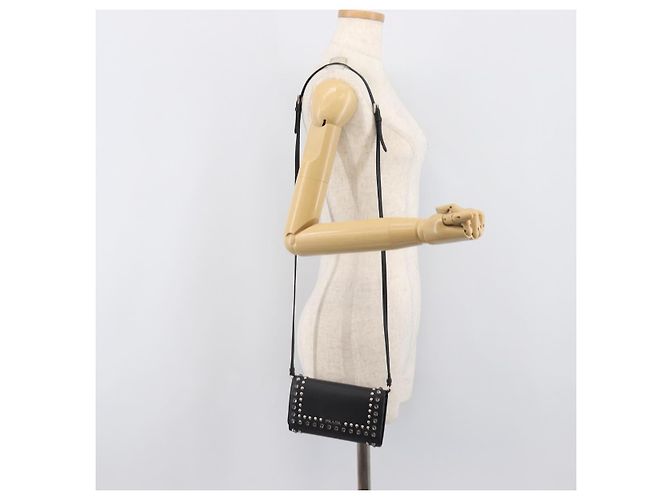 Saffiano Portafoglio a spalla PRADA pelle Safiano Black Silver Auth 206147V Nero Argento - vista 31