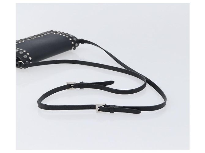 Saffiano Portafoglio a spalla PRADA pelle Safiano Black Silver Auth 206147V Nero Argento - vista 7