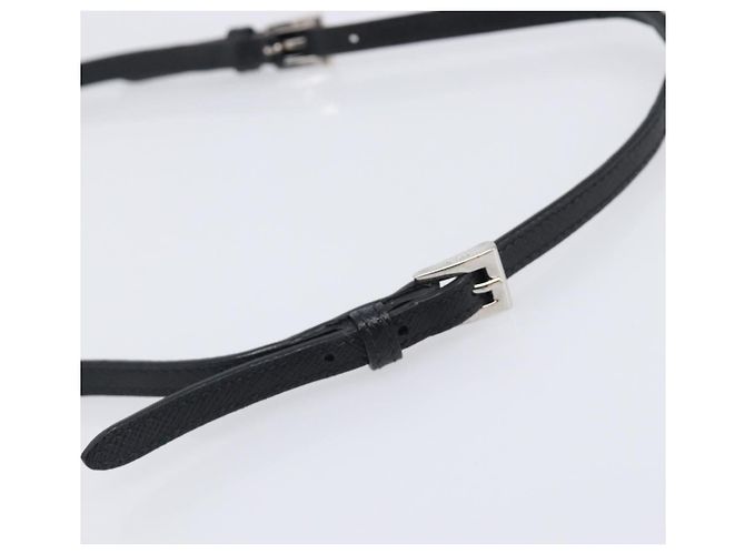Saffiano Portafoglio a spalla PRADA pelle Safiano Black Silver Auth 206147V Nero Argento - vista 8