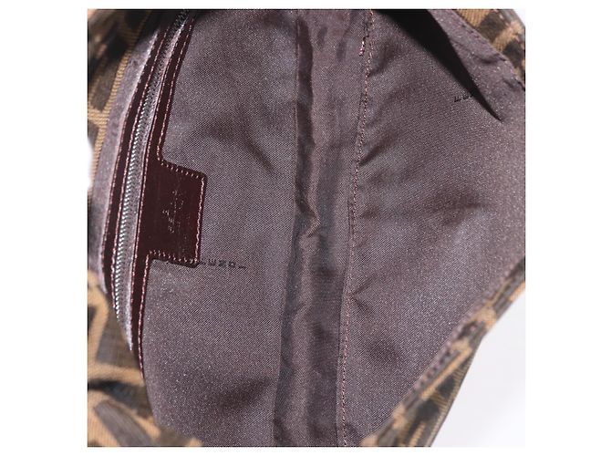 Borsa a Tracolla FENDI Zucca Canvas Mamma Baguette Nero Marrone Auth 206109V - vista 10