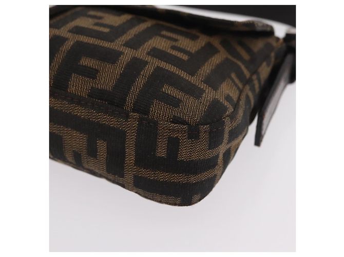 Borsa a Tracolla FENDI Zucca Canvas Mamma Baguette Nero Marrone Auth 206109V - vista 16