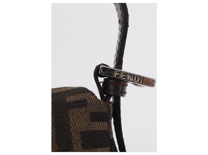 Borsa a Tracolla FENDI Zucca Canvas Mamma Baguette Nero Marrone Auth 206109V - vista 19
