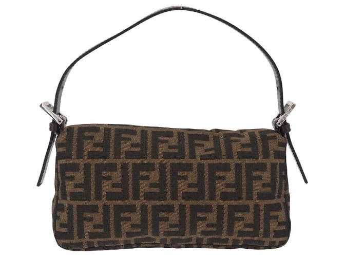 Borsa a Tracolla FENDI Zucca Canvas Mamma Baguette Nero Marrone Auth 206109V - vista 2