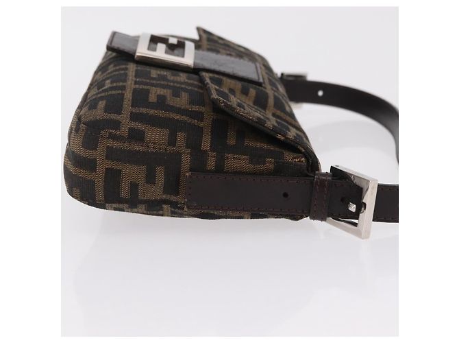 Borsa a Tracolla FENDI Zucca Canvas Mamma Baguette Nero Marrone Auth 206109V - vista 3