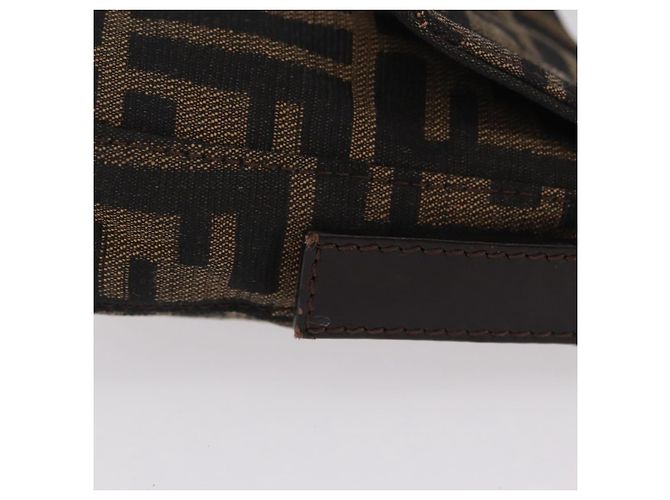 Borsa a Tracolla FENDI Zucca Canvas Mamma Baguette Nero Marrone Auth 206109V - vista 4