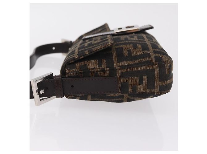 Borsa a Tracolla FENDI Zucca Canvas Mamma Baguette Nero Marrone Auth 206109V - vista 5