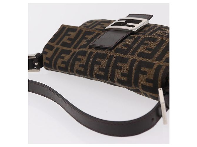Borsa a Tracolla FENDI Zucca Canvas Mamma Baguette Nero Marrone Auth 206109V - vista 7