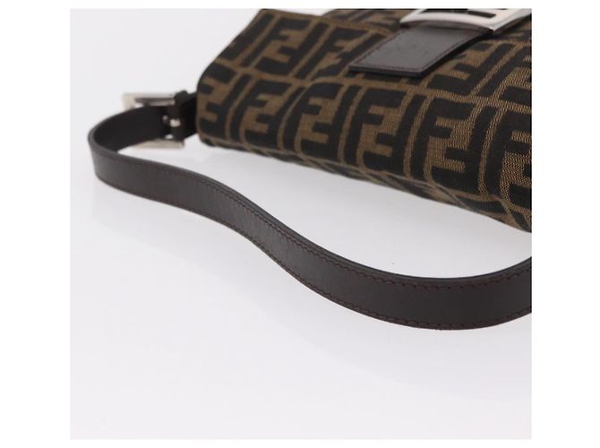 Borsa a Tracolla FENDI Zucca Canvas Mamma Baguette Nero Marrone Auth 206109V - vista 8