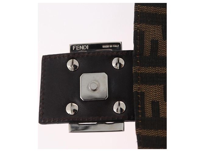 Borsa a Tracolla FENDI Zucca Canvas Mamma Baguette Nero Marrone Auth 206109V - vista 9