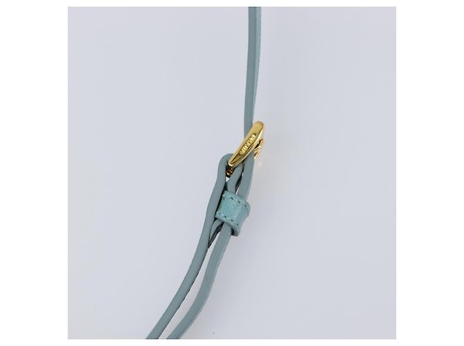 Bolsa Boston PRADA couro Saffiano 2way Azul Claro Ouro Auth 203450M Dourado - vista 17