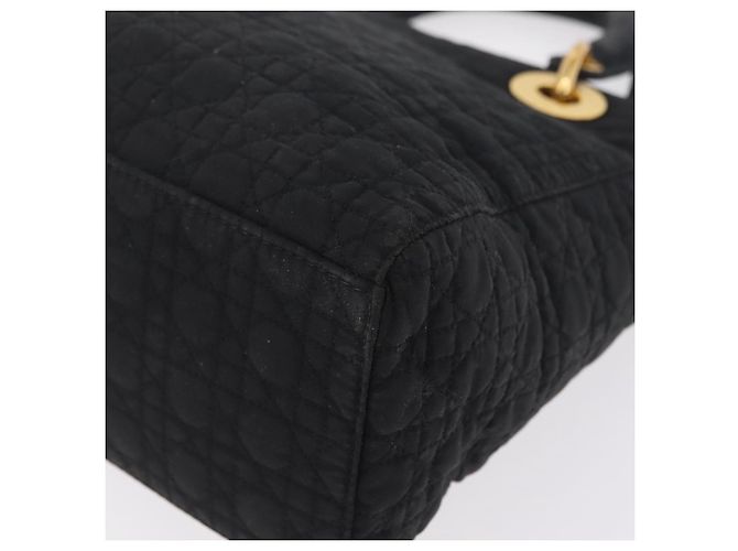Borsa Christian Dior Lady Dior Canage Canvas Black Gold Auth ep16214 Nero D'oro - vista 10