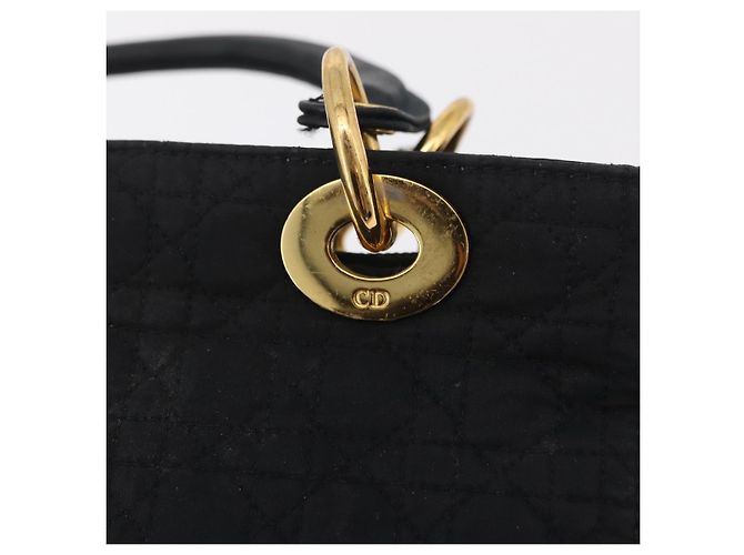 Borsa Christian Dior Lady Dior Canage Canvas Black Gold Auth ep16214 Nero D'oro - vista 17