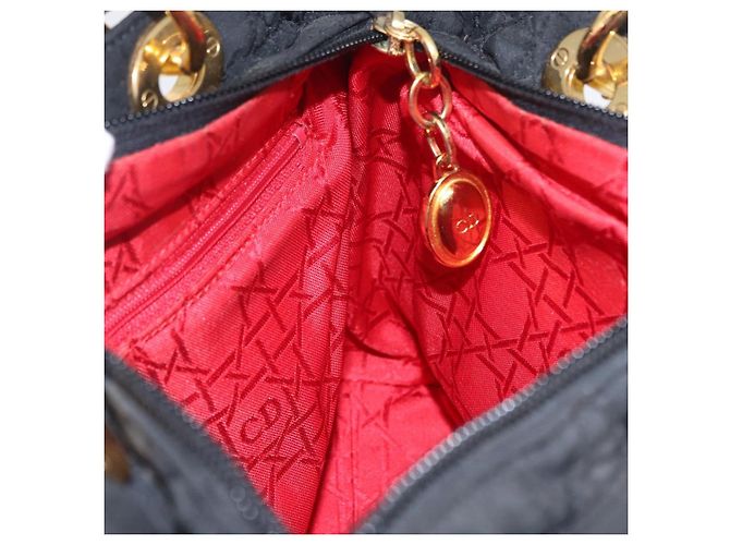 Borsa Christian Dior Lady Dior Canage Canvas Black Gold Auth ep16214 Nero D'oro - vista 19