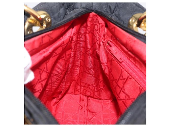 Borsa Christian Dior Lady Dior Canage Canvas Black Gold Auth ep16214 Nero D'oro - vista 20