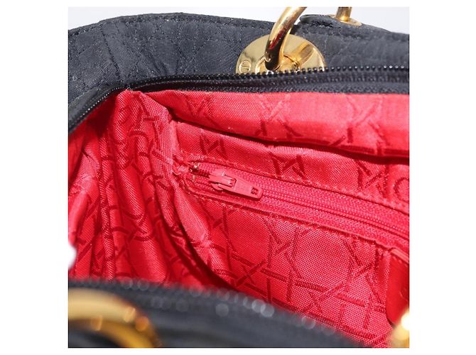 Borsa Christian Dior Lady Dior Canage Canvas Black Gold Auth ep16214 Nero D'oro - vista 21