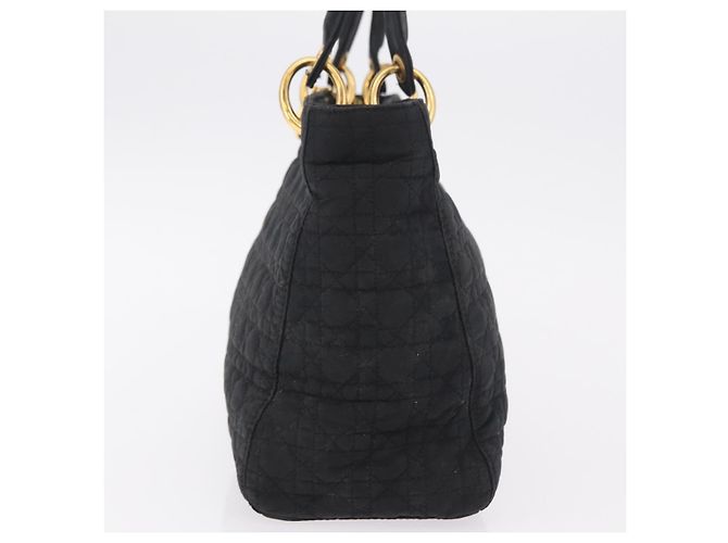 Borsa Christian Dior Lady Dior Canage Canvas Black Gold Auth ep16214 Nero D'oro - vista 3