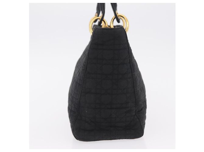 Borsa Christian Dior Lady Dior Canage Canvas Black Gold Auth ep16214 Nero D'oro - vista 4