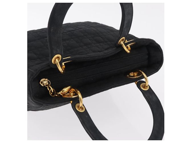 Borsa Christian Dior Lady Dior Canage Canvas Black Gold Auth ep16214 Nero D'oro - vista 6