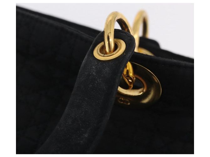 Borsa Christian Dior Lady Dior Canage Canvas Black Gold Auth ep16214 Nero D'oro - vista 9