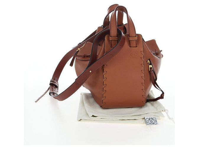 LOEWE Hammock Handtasche Leder 2way Braun Gold Authentisch 204880SAM Golden - Ansicht 12