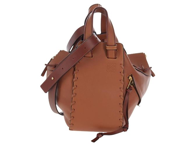 LOEWE Hammock Handtasche Leder 2way Braun Gold Authentisch 204880SAM Golden - Ansicht 13
