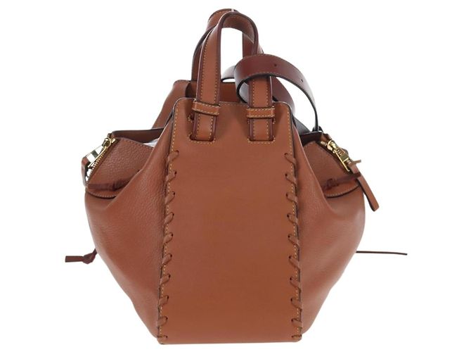 LOEWE Hammock Handtasche Leder 2way Braun Gold Authentisch 204880SAM Golden - Ansicht 2