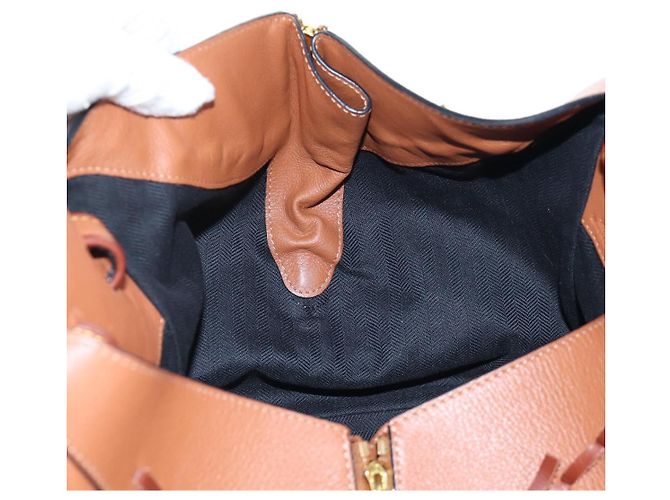 LOEWE Hammock Handtasche Leder 2way Braun Gold Authentisch 204880SAM Golden - Ansicht 24