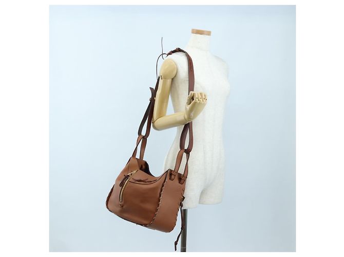 LOEWE Hammock Handtasche Leder 2way Braun Gold Authentisch 204880SAM Golden - Ansicht 26