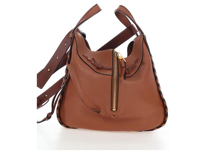 LOEWE Hammock Handtasche Leder 2way Braun Gold Authentisch 204880SAM Golden - Ansicht 3