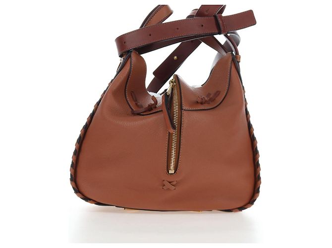 LOEWE Hammock Handtasche Leder 2way Braun Gold Authentisch 204880SAM Golden - Ansicht 4