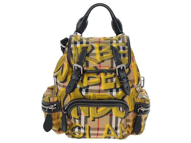 BURBERRY Nova Check Graffiti Backpack Canvas Beige Silver Auth 203410M Silvery - view 13