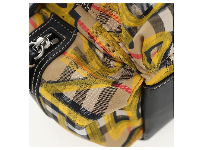 BURBERRY Nova Check Graffiti Backpack Canvas Beige Silver Auth 203410M Silvery - view 19