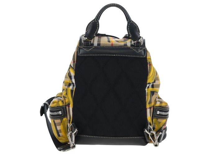 BURBERRY Nova Check Graffiti Backpack Canvas Beige Silver Auth 203410M Silvery - view 2