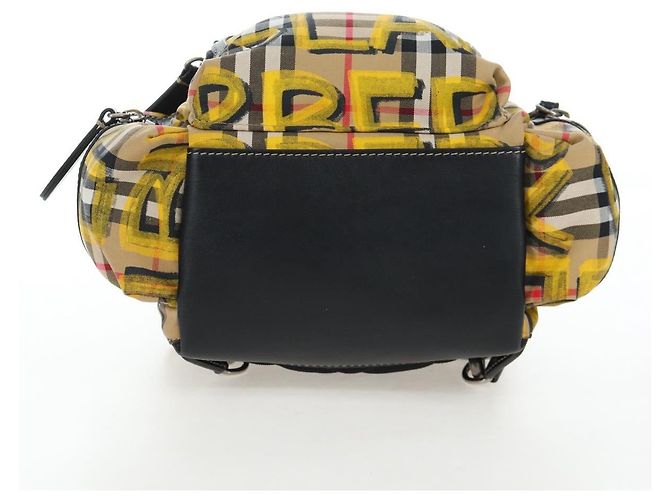 BURBERRY Nova Check Graffiti Backpack Canvas Beige Silver Auth 203410M Silvery - view 5