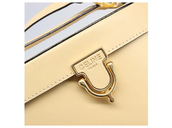 Céline Borsa a spalla CELINE Vanity in pelle 2way Beige Tono Oro Auth 205952A - vista 20