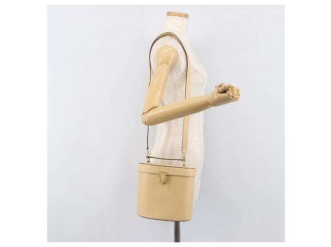 Céline Borsa a spalla CELINE Vanity in pelle 2way Beige Tono Oro Auth 205952A - vista 26