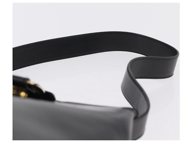 Borsa a tracolla Salvatore Ferragamo Vala in pelle nera e oro autentica 206057A Nero D'oro - vista 14