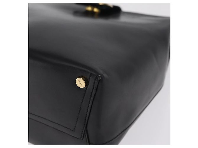 Borsa a tracolla Salvatore Ferragamo Vala in pelle nera e oro autentica 206057A Nero D'oro - vista 15