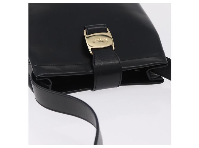 Borsa a tracolla Salvatore Ferragamo Vala in pelle nera e oro autentica 206057A Nero D'oro - vista 7