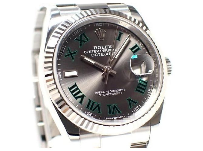 ROLEX Datejust 36 grigio verde Romano 126234 '24 Uomo Argento - vista 2