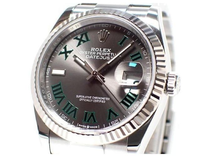 ROLEX Datejust 36 grigio verde Romano 126234 '24 Uomo Argento - vista 3