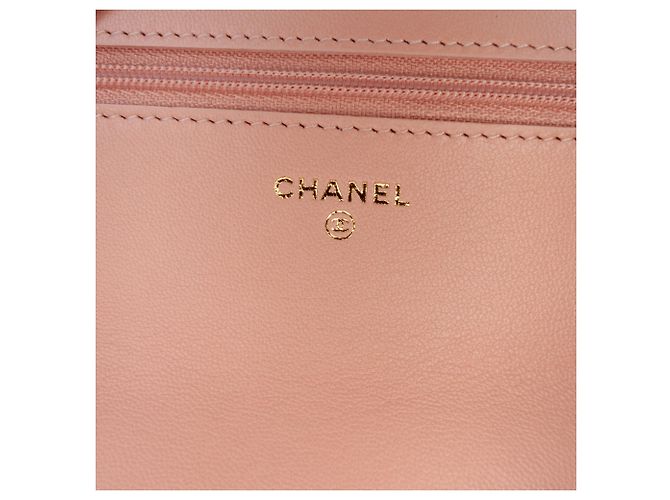 Borsa Chanel 19 Wallet on Chain in pelle di agnello matelassé rosa - vista 5