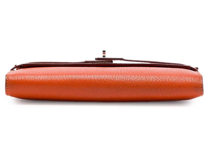 Cartera Larga Hermès Kelly en Chevre Mysore Naranja - vista 3