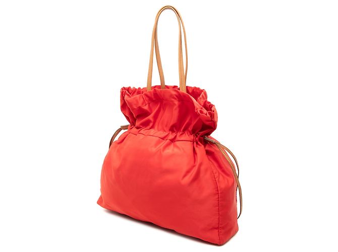 Bolso Tote Prada Tessuto Logo con cordón rojo Roja - vista 2