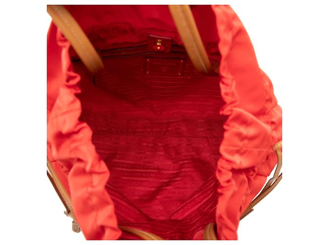 Bolso Tote Prada Tessuto Logo con cordón rojo Roja - vista 4